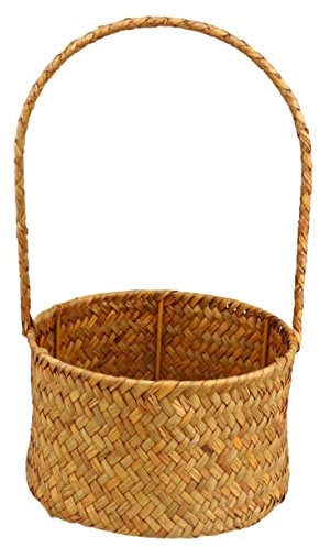 CHILDWEET 1stk Picknickkorb Aus Weidengeflecht Mit Griff Aufbewahrungskorb Aus Strohgeflecht Blumenbehälter Aus Stroh Geflochtener Blumenkorb Aus Seegras Gewebte Osterkorb Weben Kind Snack