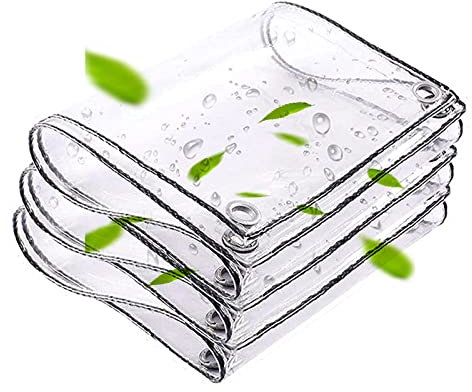 KAYEF Bâche Transparente, bâche de Jardin Transparente imperméable Anti-Gel, Film Anti-Pluie, Tissu d'isolation, Couverture en Plastique PE, Couverture de Sol de Camping pour pergola, Porche, Gaze