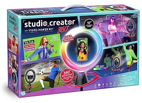 Canal Toys Studio Creator 360 Video Maker Kit, Green Screen and Tripod, Face and Motion Tracker, 10 Light Ring