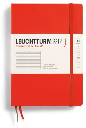 LEUCHTTURM1917 369785 Notizbuch Medium (A5), Hardcover, 251 nummerierte Seiten, Lobster, liniert