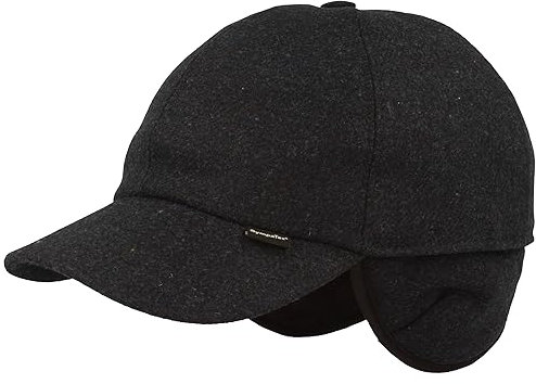 Breiter Herren Winter Baseball-Cap Schirmmütze Baseball Kappe mit Sympatex Membran & ausklappbarem Ohrenschutz – aus Wolle mit weichem Innenfutter - Marine 59