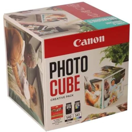 Canon Photo Cube Creative Pack, Blue - PG-540/CL-541 Ink with PP-201 Glossy Photo Paper 5x5 (40 Sheets) + Photo Frame + Double Sided Tape (30pcs) - Compatible with PIXMA Printers