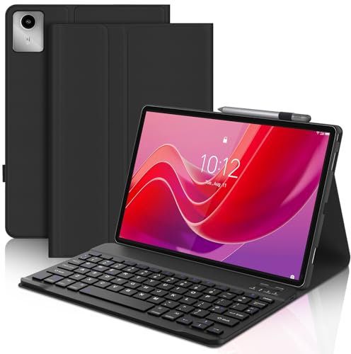 Keyboard Case for Lenovo Tab M11 11, UK Layout Wireless Detachable Bluetooth Keyboard with Stand Cover and Pen Holder for Lenovo Tab M11 (TB330FU/TB330XU) 11 Inch 2024 Tablet, Black
