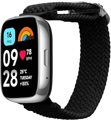 kwmobile Nylon Band Compatible with Xiaomi Redmi Watch 3 Active - Band Replacement Strap for Fitness Tracker - Black
