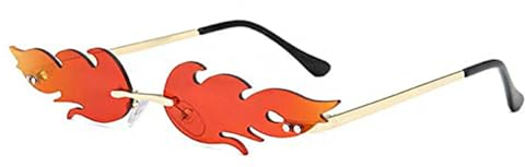 Flammen Sonnenbrille,Randlos Welle Sonnenbrille, Sonnenbrille Flammenform,Partybrille Hippie Brille, Unisex Retro Party Sonnenbrille,Witzige Sonnenbrille für Fasching Requisiten Geburtstagsfeier (1)