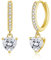 Cangall Silver Drop Hoop Earrings with Heart-Shape Charm, Dainty Cute Cartilage Sleeper Earrings Gold CZ Heart Dangle Earrings Gold for Girls