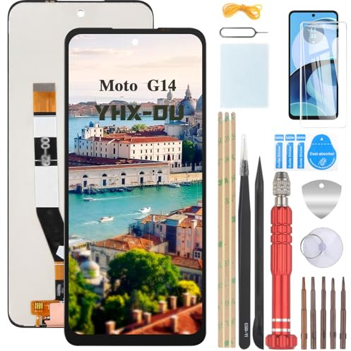 YHX-OU Pantalla de repuesto para Motorola Moto G14 LCD compatible con Motorola Moto G14 PAYF0010IN pantalla táctil digitalizador Asamblea 6.5 pulgadas negro sin marco con herramientas de reparación