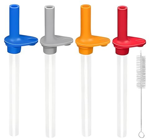 ALEOHALTER 4pcs Replacement Straws for Zak Designs Kelso 15oz Straw Cup, Reusable Silicone Straws with Cleaning Brushe, Colourful Drinking Straws for Zak Water Bottle(size:5.91 x 0.79inch)