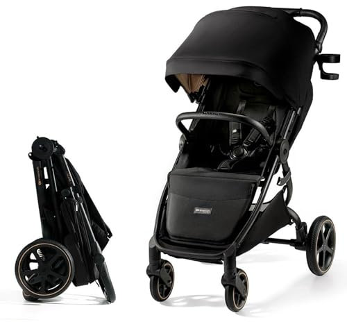Kinderkraft MITZY Buggy bis 22 kg, Liegebuggy, Kinderwagen, Leicht, Schnell und Einfach Zusammenklappbar, Verstellbare Rückenlehne und Fußstütze, Liegeposition, ideal für Reisen, Schwarz