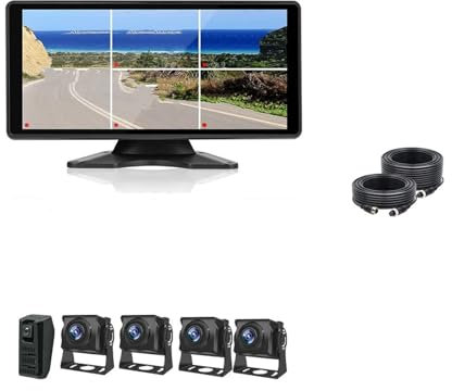HD Rückfahrkamera 1080P Rückansicht Kamera LKW Fahrzeug IPS Touchscreen Backup Kamera Für Bus Für Rv Für 10,36 Zoll AHD 5CH LKW Monitor Aufnahme DVR Rückfahrkamera(Monitor-4cam)