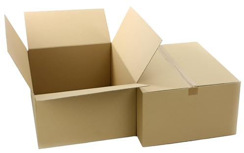 WePack 10 Stück Faltkarton 600x500x300 mm Versandkarton E-commerce Karton 1-Wellig 400G Braun Kartonage Verpackung Postkarton Versandschachtel Paket Päckchen