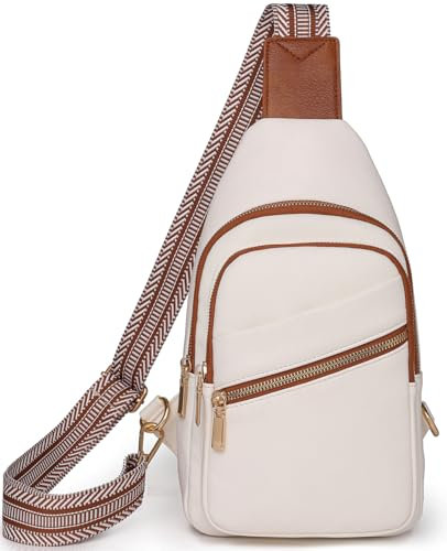 Farcauo Crossbody Bag für Damen Herren Umhängetasche Weiße Brusttasche Herren Damen Sling Bag Kleine Schultertasche Diebstahlsichere Tasche mit Gurt Shoulder Bag Women Men Chest Bag