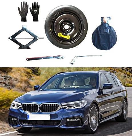 Notrad 18 kompatibel mit BMW Serie 5/Touring G30/G31 (2017>) mit Wagenheber, Schlüssel, Handschuhe und Tasche