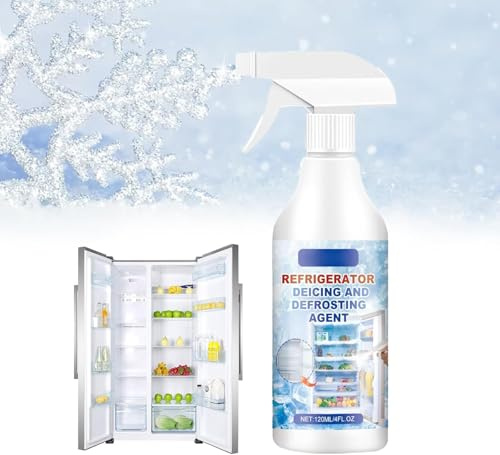 Auftauspray für Kühlschrank Gefrierschrank, 120 ml Kühlschrank-Abtau-Enteiser-Spray, Gefrierschrank-Abtau- und Enteisungsspray, Kühlschrankenteis- und Auftaumittel, entfernt schnell Eis (1 Stück)