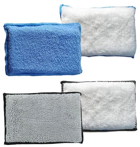 DEFIYEAR 4PCS Scrub Pads Car Detailing - Car Double-Sided Velvet Towel, Car Scrubbing Sponge for Interior and Exterior Cleaning, Car Washing Sponge for Leather Plastic and Upholstery Maintenance