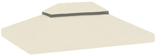 Outsunny Ersatzdach für Pavillon 3 x 4m, wasserdicht PVC Beschichtung Pavillondach, Doppeldach Ersatzbezug für Gartenpavillon, Ersatzteile aus Oxford-Stoff, 370 g/m², Cremeweiß