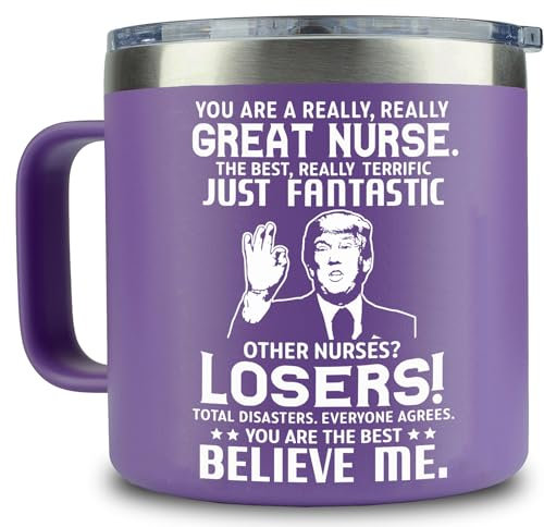 Nurse Gifts - Nurse's Gifts For Women - Nurses Week, Nursing Graduation Gift, Appreciation, Mothers Day, Birthday Gift for Nurses - 14 Oz Nurse Coffee Mug Purple