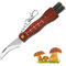 Dyiouxin Pilzmesser,Coltello Funghi,Coltello a Funghi con Spazzola,Coltello Funghi In Acciaio Inox,Coltello Micologica Manico in Legno,Coltellino a Serramanico da Funghi