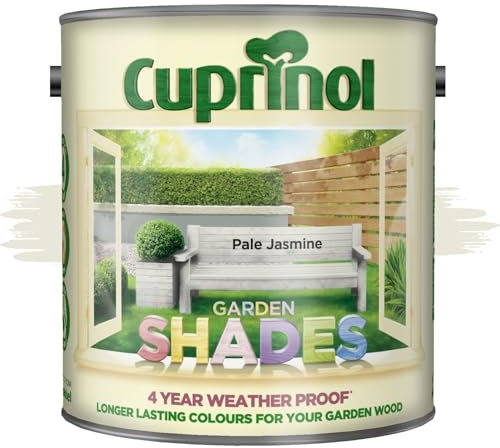 AOC24 Garden Fence Shade Paint - Exterior Wood Paint for Sheds, Fences - Water-Based, Quick Drying 1 Hour - Use on Wood, Terracotta, Stone, Brick - Outdoor Garden (Pale Jasmine, 2.5 Liters)