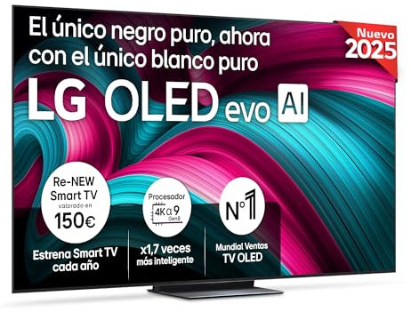 LG OLED83C54LA - TV 83, OLED EVO 4K, Smart TV AI C5, WebOS 25, Super Upscaling, Dolby Vision y Dolby Atmos, AMD FreeSync, Alexa/Google Assistant, Negro