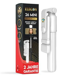 26 Pro 172 cm, 2 Year Warranty, Mobile Phone Tripod with Remote Control, 2-in-1 Selfie Stick, Tripod for Mobile Phone, Camera (White, 72)