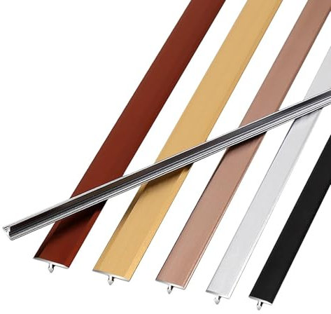 100 Cm T-Formleiste, 3-pcs Aluminium-Bodenübergangsband, Zuschneidbare Wandpaneel-Zierleiste, Flache Bodentrennleiste(Brushed bronze,8mm)