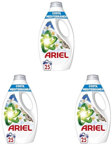 SteelSeries Ariel Brisa Marina Y Jazmín, Detergente Líquido, 25 Lavados (Paquete de 3)