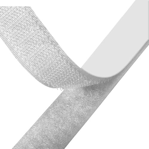 GRIPPA | White Self Adhesive Tape Hook and Loop Strip, 1 Metre Pair - Sticky Backed Fastening Tape | Multiples Sent as Continuous Length | 10mm Wide (White)