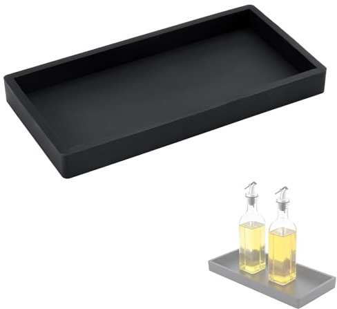 Oil Tray Kitchen Counter, Kitchen Tray for Oil Bottle, Made of Soft Silicone, Protect Bottles from Cracks and Scratches, Smooth, Easy to Clean, Keeps Countertop Tidy, for Glass Oils Sprayer and Bottle