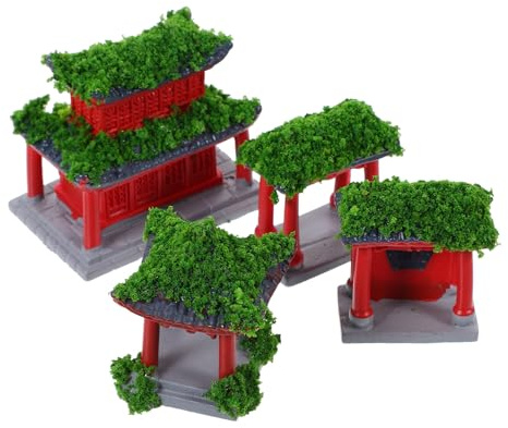 Toyvian 4 Stück Kleiner Pavillonmodell aus Kunststoff Chinesischer Gartenpavillon Detailgetreu Leicht Vielseitige Kleiner Gartendekoration für Innen und Außen