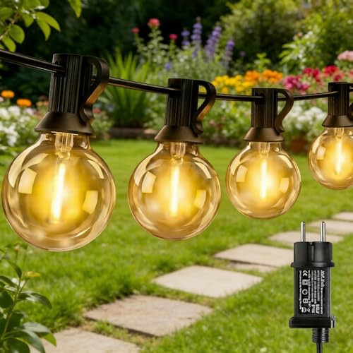 Avoalre 9M+5M LED Lichterkette Außen mit Timer & 8 Modi, IP44 Warmweiß 15+2 G40 Glühbirnen Lichterkette Ausdehnbar Max. 1 Satz Outdoor Lichterkette Strom für Garten Balkon Terrasse Weihnachten Deko