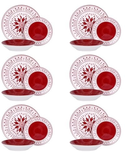 Servizio 18 piatti porcellana Mistral rosso