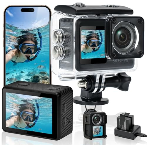 AIKER Action Cam 4k,Action Kamera Mit 5k/30fps,64mp,Ultra Stabil EIS Bildstabilisierung,130° Weitwinkel,Extreme Laufzeit,Einzigartiger Magnetständer Pro-Version Action Cam Für Motorrad,Fahrrad&Outdoor