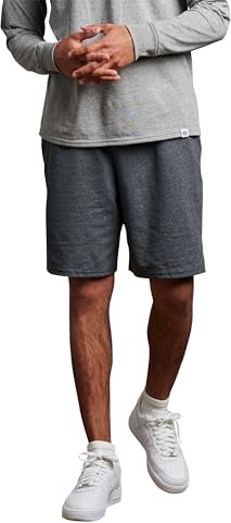 Russell Athletic Herren Herren Basic Baumwolle Jersey mit Taschen Sport Shorts, Schwarz / Erika, M EU