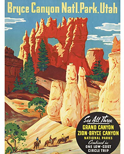 Wee Blue Coo Travel Grand Canyon North Rim Bryce Zion National Park Utah Large Art Print Poster Wall Decor 18x24 inch