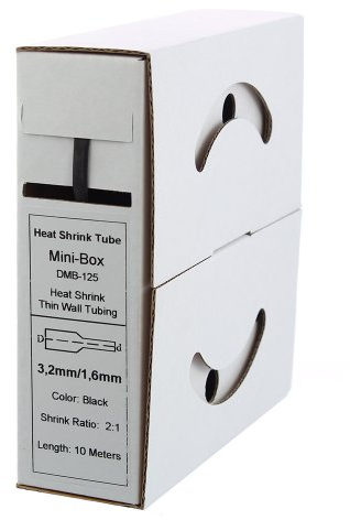 Offgridtec Gaine thermorétractable 3,2 mm > 1,6 Noir 10 m