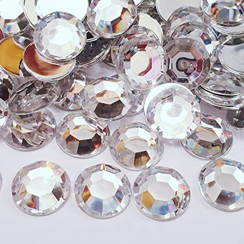 MajorCrafts® 50pcs 16mm Crystal Clear Flat Back Thick & Shiny High-Grade Large Acrylic Rhinestones