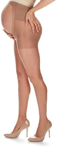MeMoi Maternity Sheer Pantyhose for Women, Extra Large Waist Pregnancy Shapewear, 12 Denier - Sizes Small to Q2, Honey, Large/X-Large
