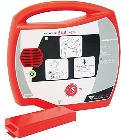 Rescue Sam AED - Halbautomatischer externer Defibrillator für den öffentlichen Gebrauch durch unerfahrene Personen; bietet Sprachanweisungen auf Italienisch an, 33426