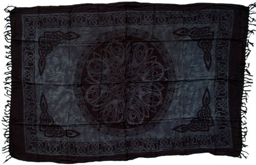 GURU SHOP Bali Sarong, Wandbehang, Wickelrock, Sarongkleid - Celtic Schwarz, Herren/Damen, Synthetisch, 160x100 cm