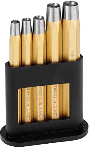 Rennsteig Nietkopfsetzer Satz, 2 – 6 mm, 5-teillig - für Nieten DIN 660, Spezial Stahl, im Kunststoffhalter - 4461000