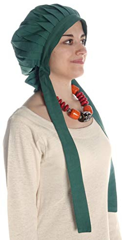 HEMAD Damen Mittelalter Haube Baumwolle grün