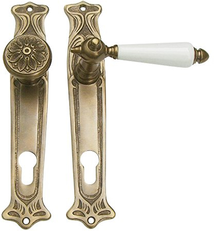 Wohnungstür Türbeschlag Jugendstil Messing antik #13-3a-AW-72