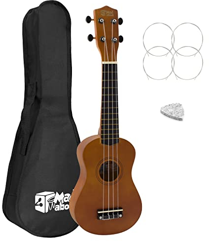 Mad About SU8-LH-NT Sopran-Ukulele für Linkshänder - Natur - mit Tasche, Filzpick, Ersatzsaiten