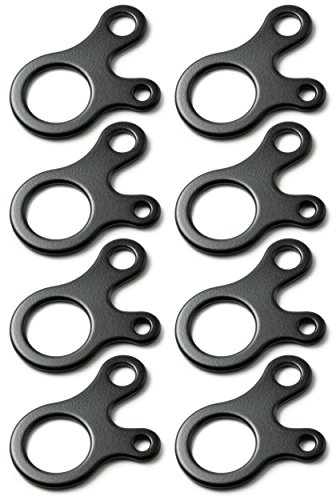 Ganzoo Lot de 8 tendeurs de corde en aluminium de qualité supérieure - 3 trous - Idéal en combinaison avec Paracord 550 - Couleur : noir