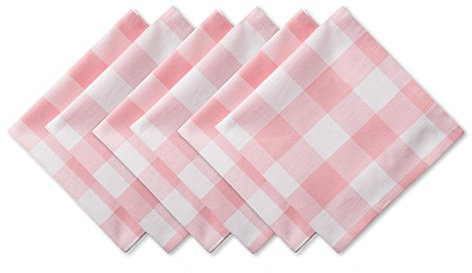 DII Buffalo Check Collection Tischset im klassischen Bauernhaus-Design, Baumwolle, pink/weiß, 20 x 20 (Set of 6), 6