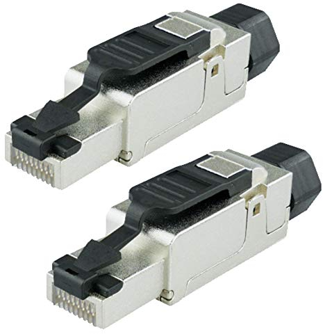 AIXONTEC 2X RJ45 Stecker | Cat.5 /Cat.6 /Cat.7 /Cat.7a Crimp-Steckverbinder Installationskabel mit Einfädelhilfe | RJ45 Crimpstecker Cat7 AWG23 Werkzeuglose Installation | Deutsche Montageanleitung