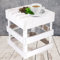 Obstkisten Online 1 Stück Weißer Hocker aus Holz 42cm x 42cm x 45cm Sitzgelegenheit Weiss Obstkisten Stuhl Shabby chic Weinkiste Bank aus dem Alten Land Vintagestyle Möbel Garten Tisch Natur DIY