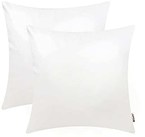 Brawarm Kissenbezüge aus Kunstleder, Leder-Kissenbezüge, einfarbig, für Couch, Bett, Sofa, Garten, Zuhause, dekorativ, Weiß, 50,8 x 50,8 cm, 2 Stück