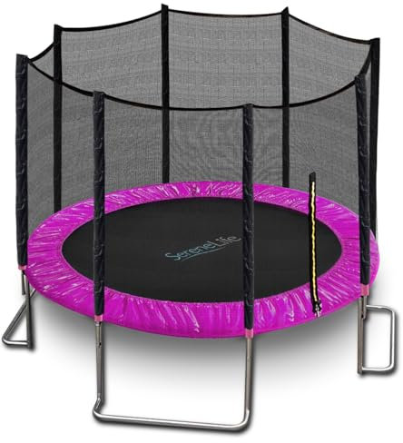SereneLife Trampolin mit Netz - 3 m ASTM geprüftes Trampolin mit Netzummantelung - stabiles, starkes Kinder- & Erwachsenentrampolin - Outdoor-Trampolin für Jugendliche und Erwachsene - verstärktes